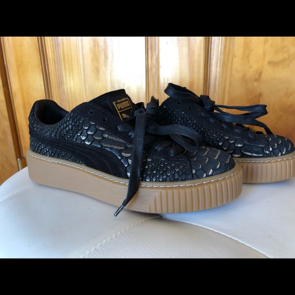 tan puma platform sneakers